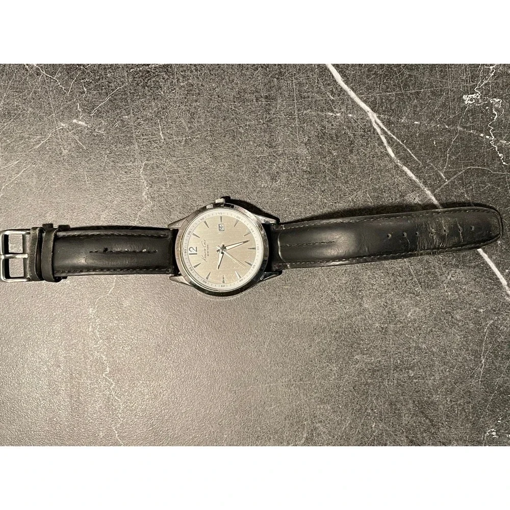 Mens Black Leather Kenneth Cole Watch - New Battery